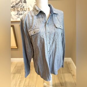 WOOLRICH Cotton Heathered Gray Button Down Shirt